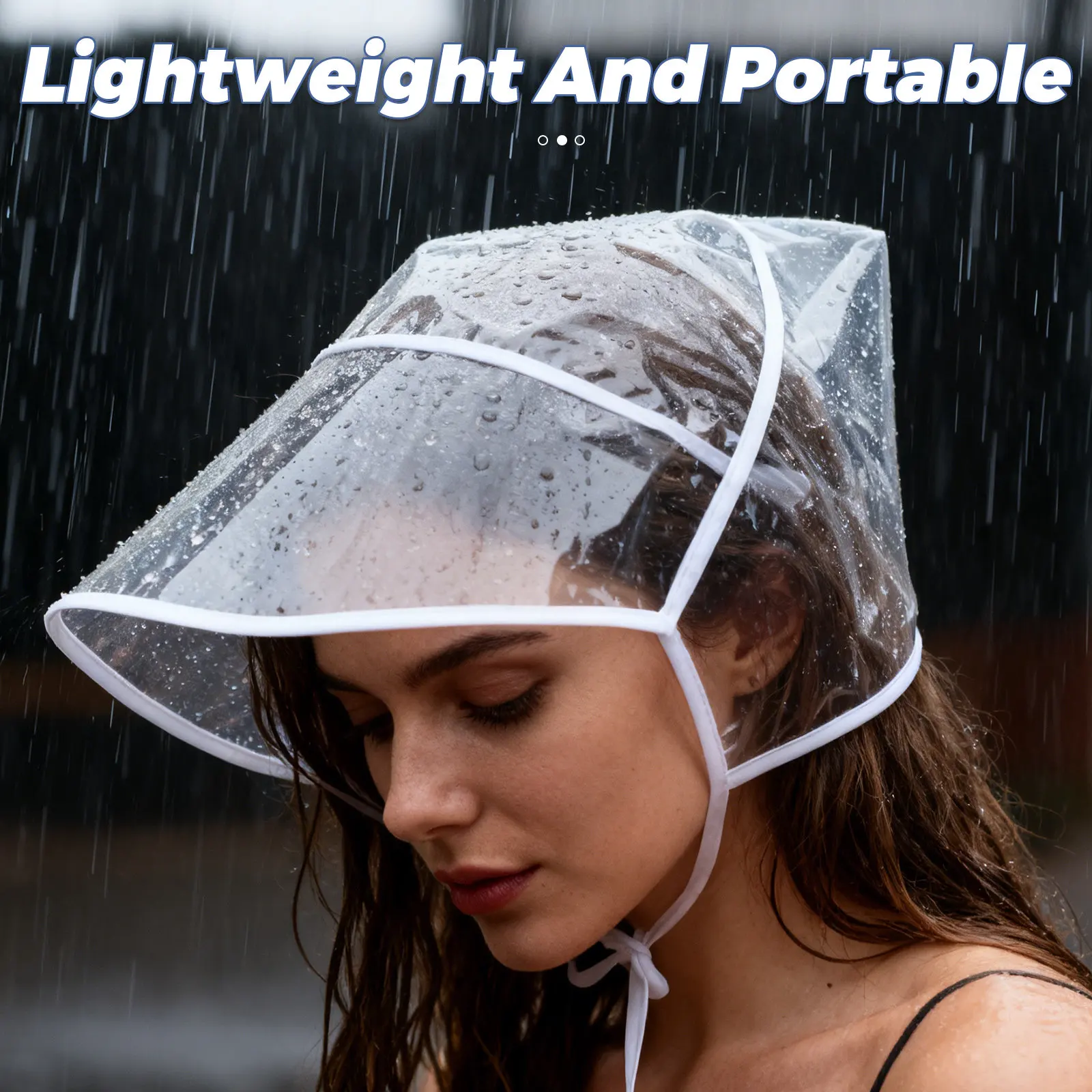 2Pcs Transparent Plastic Rain Bonnet with Clear Visor Waterproof Hair Cap for Women Men Windproof Portable Rain Hat Scarf Cover