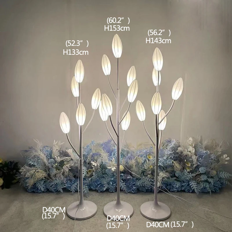 APRIL Contemporary White Elegant Standing Lily Flowers Lamps Decoration Party Event LED Road Lead Wedding Lights