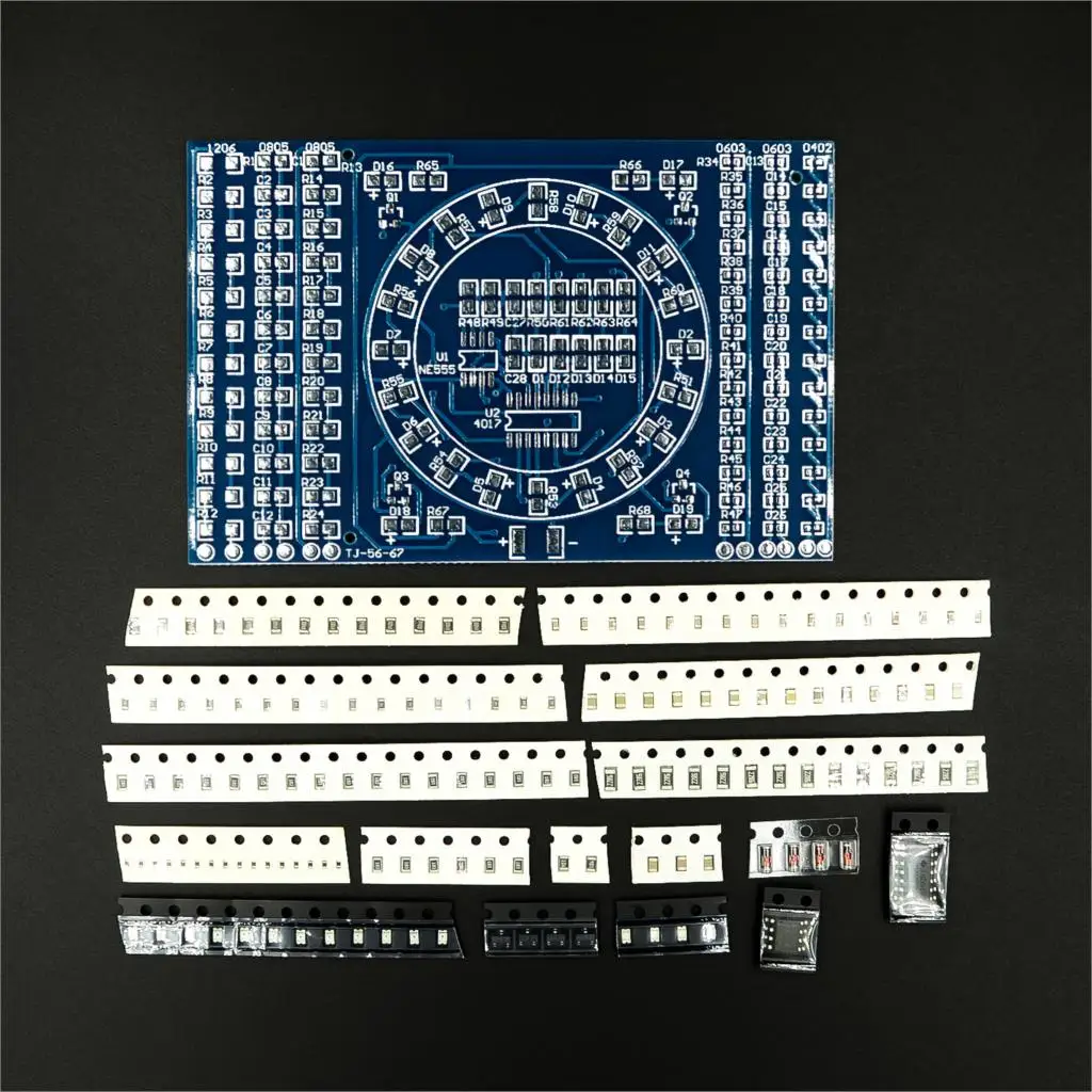 DIY CD4017 Rotating LED SMD NE555 Soldering Practice Board DIY Kit Fanny Skill Training Electronic Suit