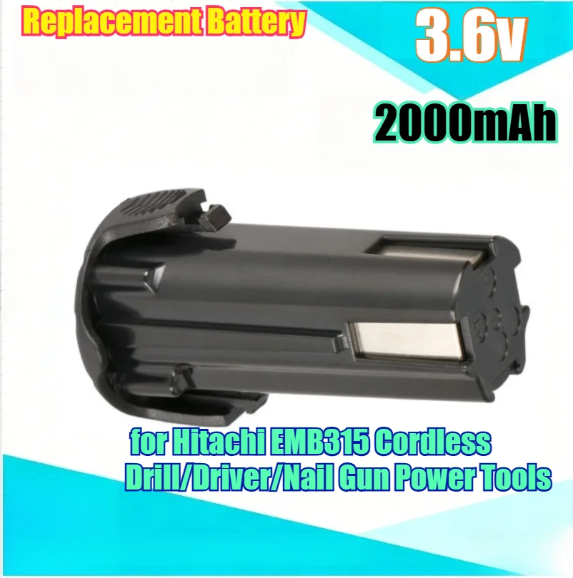 2000mAh 3.6V Replacement Battery for Hitachi EMB315 Cordless Drill/Driver/Nail Gun Power Tools Battery with Fast Charging