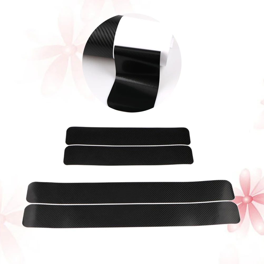 

4Pcs Carbon Fiber Protective Stickers Scratch Resistant Strips Easy Installation AntiWear Tear Black Car Styling Accessories