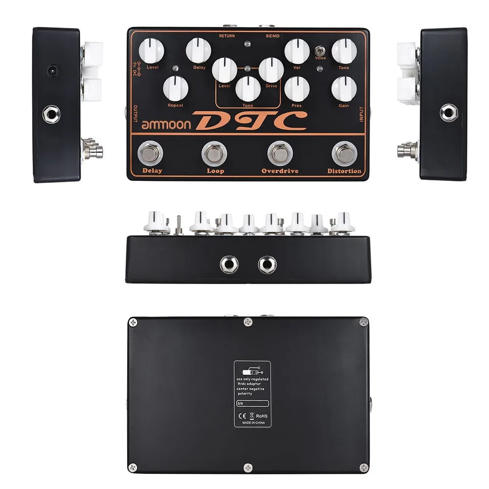 MOSKY DTC 4-in-1 Electric Guitar Effects Pedal Distortion + Overdrive + Loop + Delay