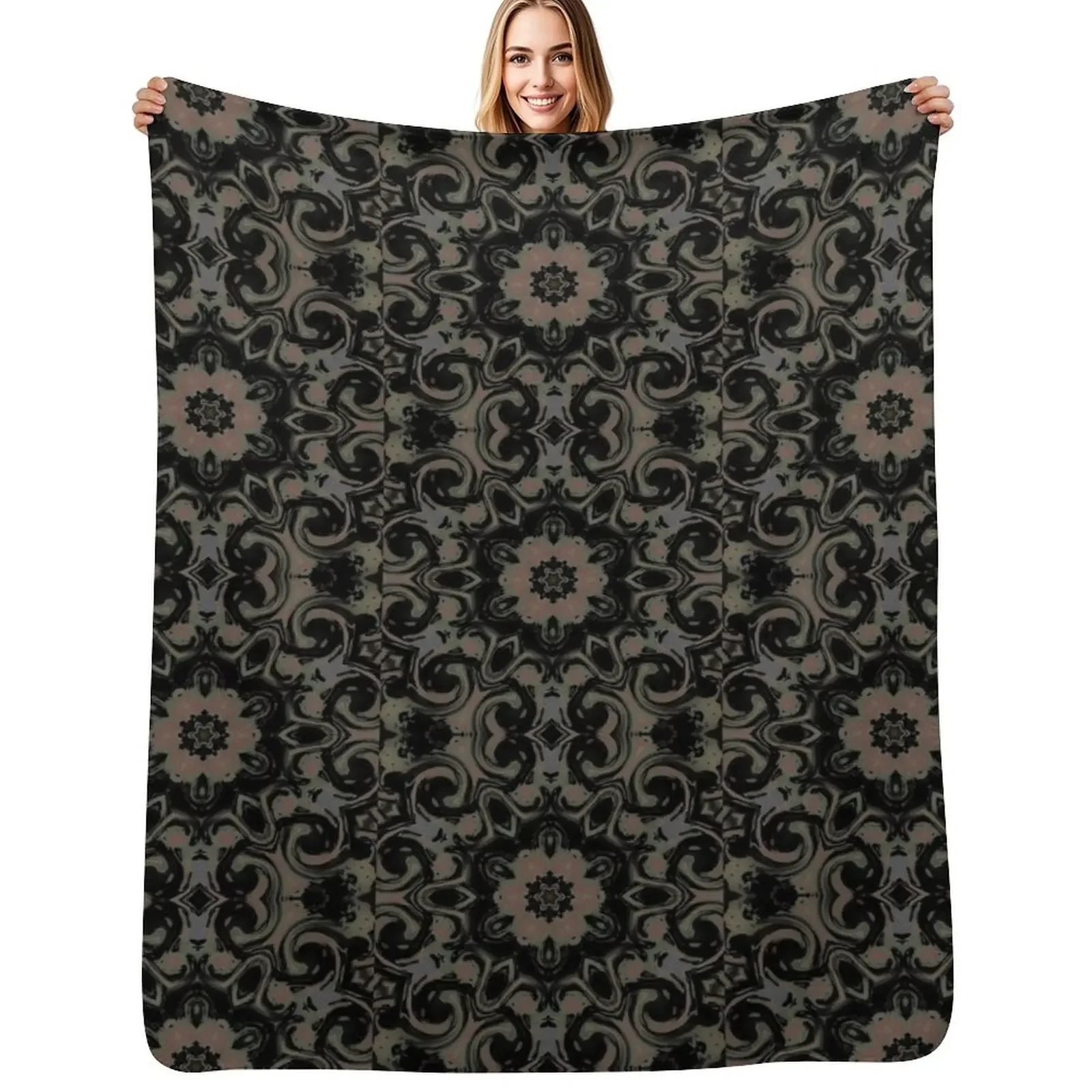 

Ornate Boho Goth Pattern Throw Blanket Moving heavy to sleep Designers Luxury Designer Blanket