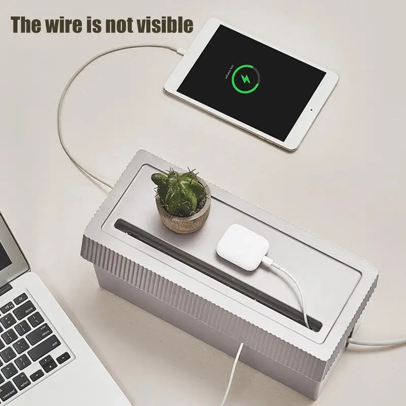 Data Cable Storage Box Heat Dissipation Design Cable Storage Box Organizer Socket Storage Box Phone Stand With Dustproof Lid