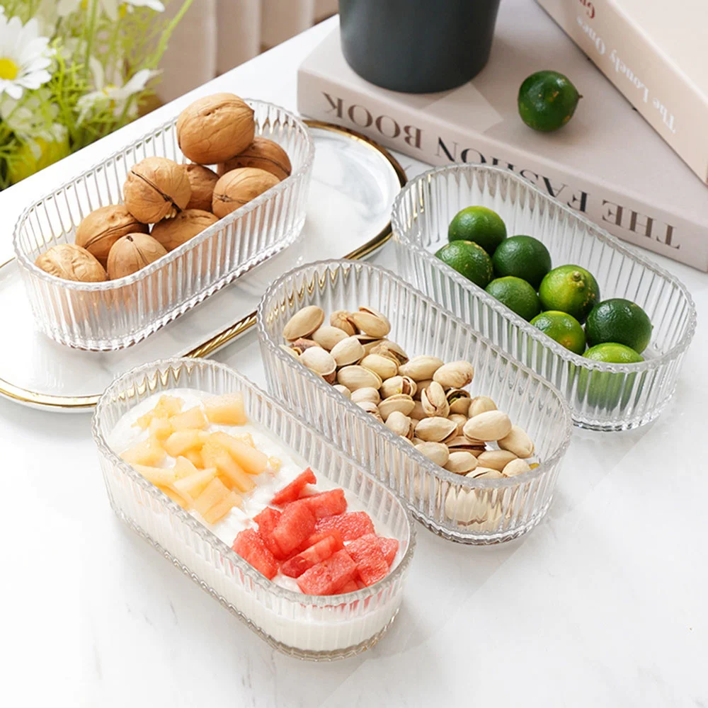 

Sugar Fruit Snack Bowl Nordic Amber Clear Glass Trays Ins Wind Light Luxury Jewelry Ring Necklace Display Storage Plate