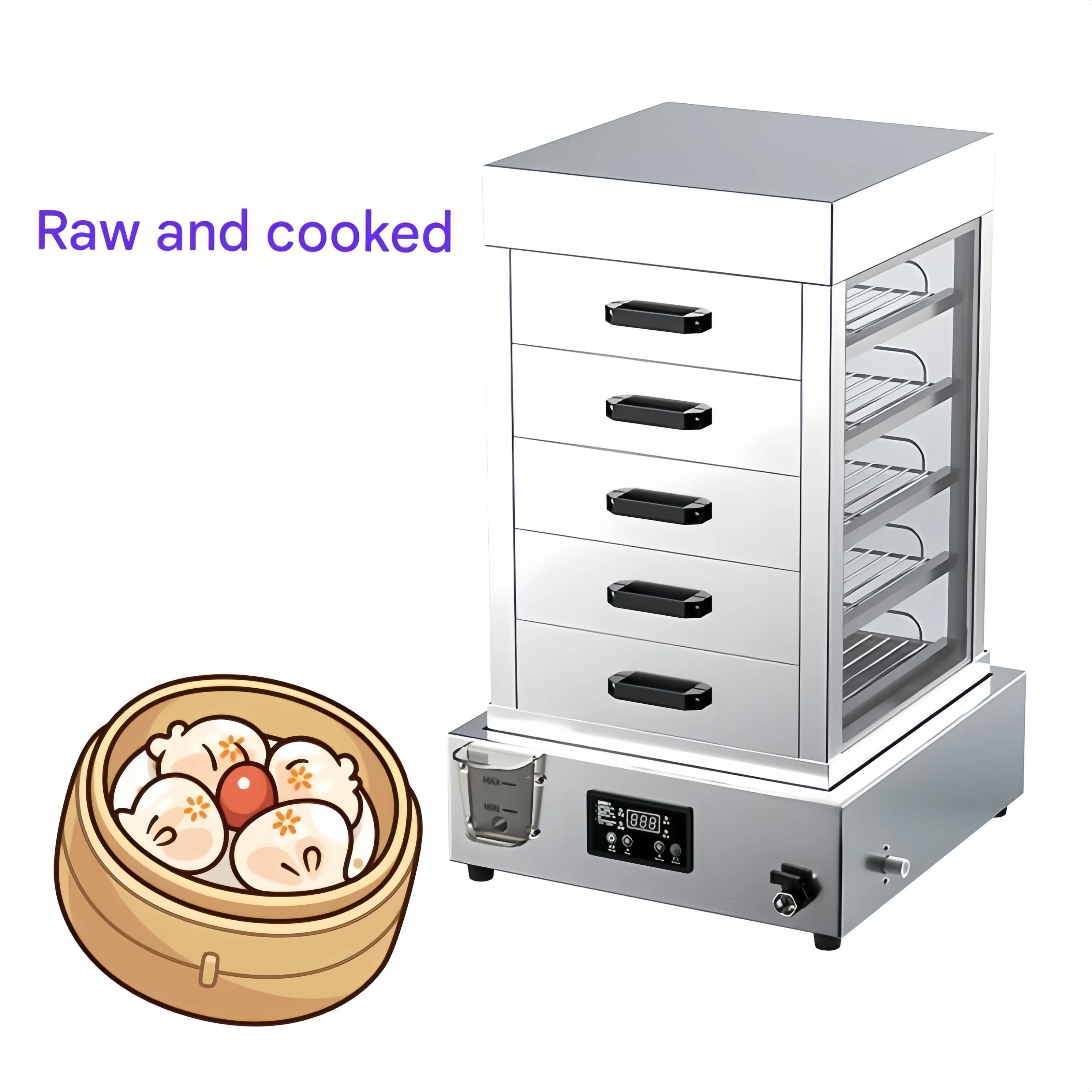 Stainless Steel Steam Oven with Viewing Window and Interior Light for Baking and Steaming