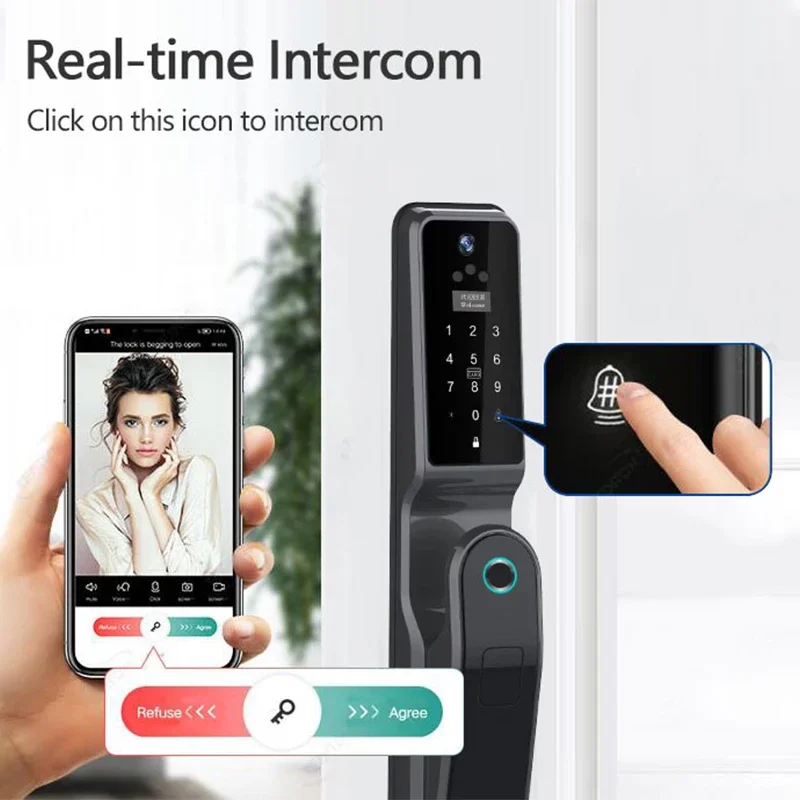 Hot Selling Biometric Wifi Fingerprint Smart Keyless Door Lock Digital Safe Door With Camera Lock For Home