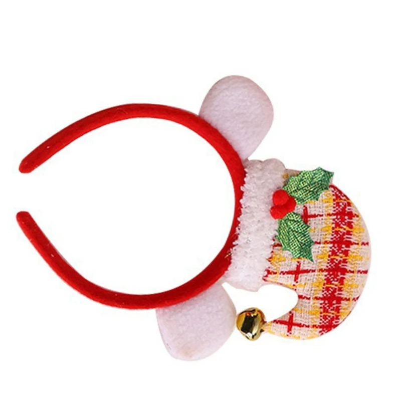 F42F Christmas Decorative Headband Festival Party Santa Hat Headdress with Bells Festival Headhoop Holiday Party Accessory