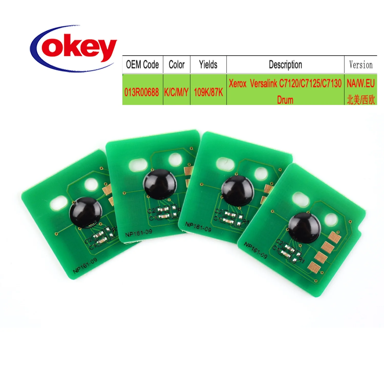 4pcs 013R00688 Imaging Unit Drum Chip for Xerox VersaLink C7130