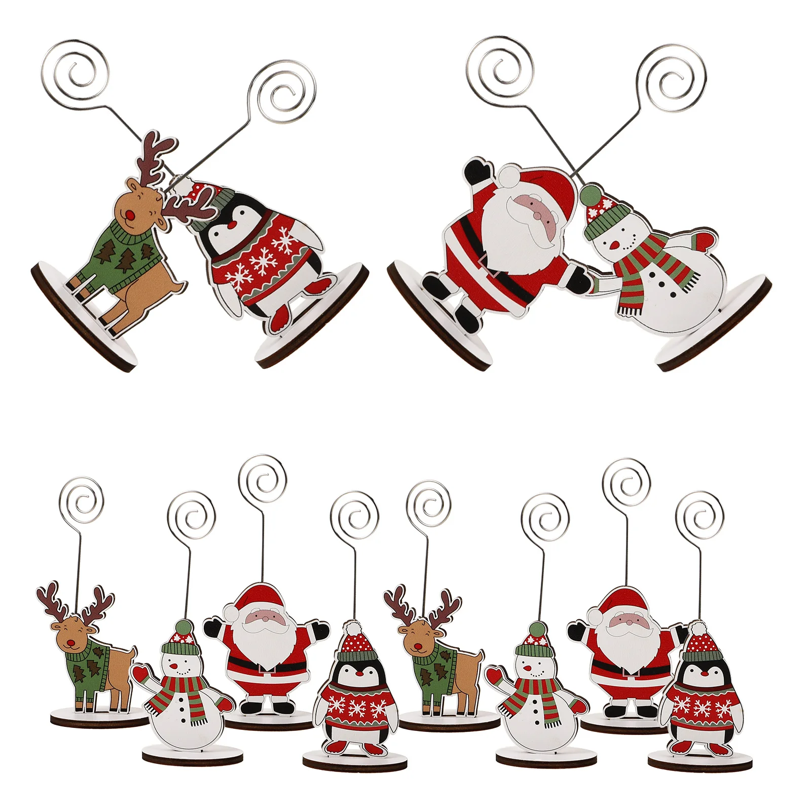 

12 Pcs Christmas Note Holder Cartoon Clip Stand Photo Memo Paperclips Gift Cards Menu