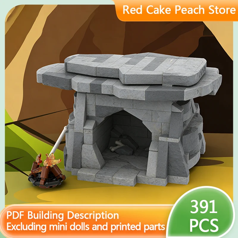 

City Street View Model MOC Building Bricks Caveman House Architecture Modular Technology Children Holiday Gift Assemble Toy Suit