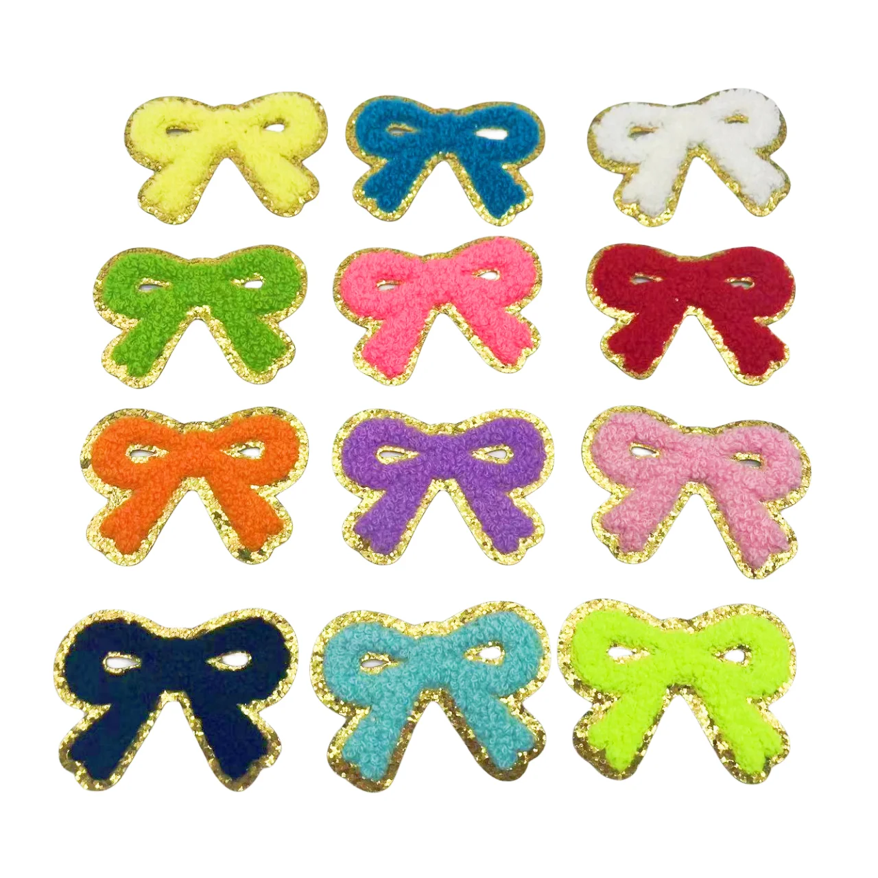 Multicolor Bow Chenille Embroidery Iron On Patches For Clothing Diy Badge Applique Patches For Bag Accessories 1Pcs