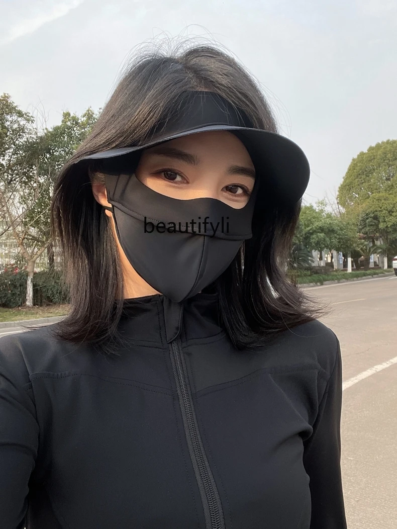 Summer Facekini Sun Protection Mask Female Mask Hat Integrated Outdoor Riding UV Protection Ice Silk