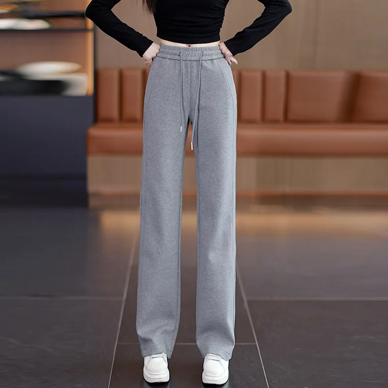 

Лидер продаж, осенне-зимние новые женские брюки, свободные универсальные повседневные брюки с высокой талией, модные драпированные широкие брюки для похудения, прямые брюки