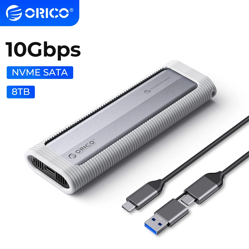 ORICO 1.8 인치 M.2 SSD 인클로저, 알루미늄 합금 ABS SSD 케이스, 10Gbps M.2 NVMe-USB 어댑터 지지대 UASP, 4 TB, 8TB