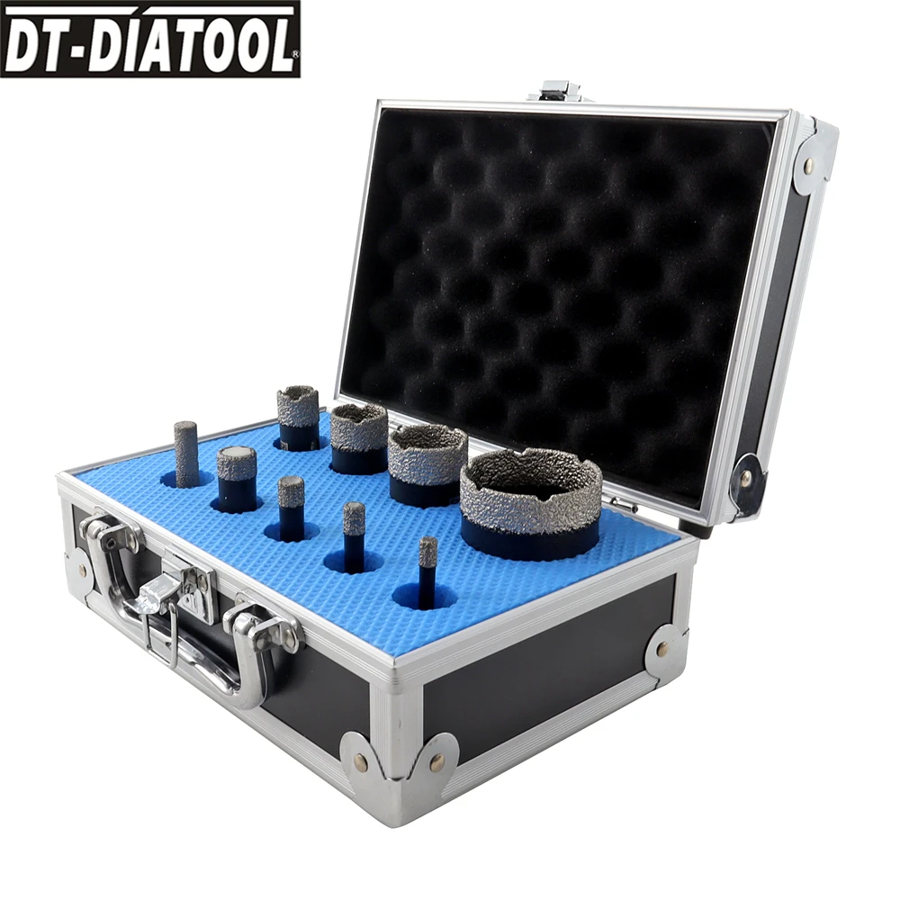 DT-DIATOOL Diamond Drilling Bits Kit with 5/8-11 Dia 6/8/10/16/19/25/32/51mm Hole Saw Tools Opener Ceramic Tile Marble Granite