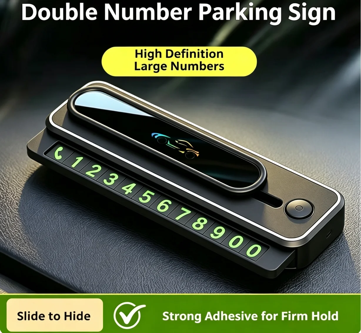 Dual Number Car Temporary Parking Sign, Hidden Slide Phone Plate, Stylish Heat Resistant Dashboard Decor for Car Interior