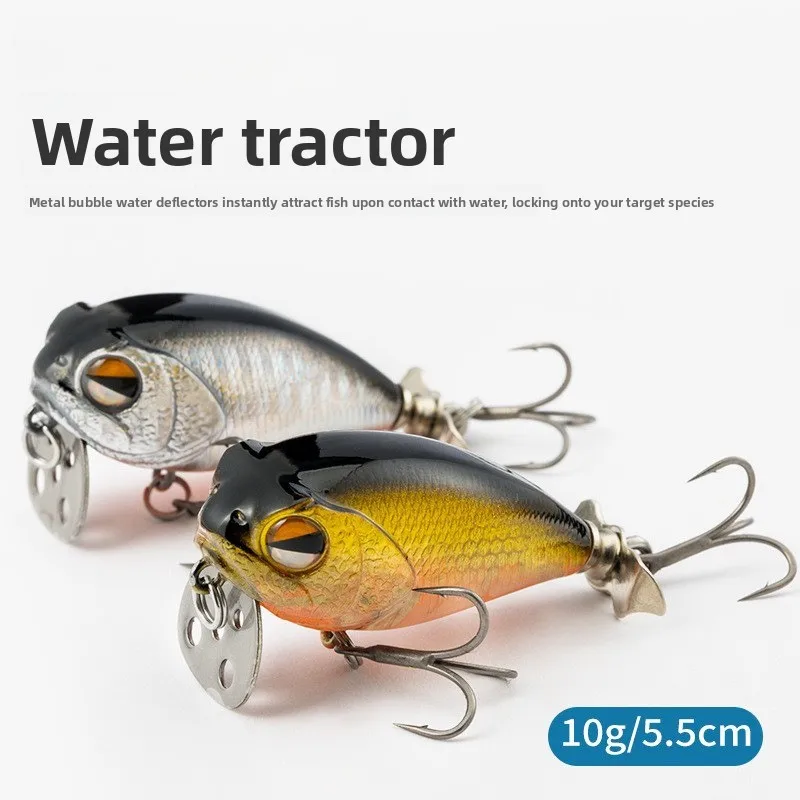 

10 шт. плавающих воблеров-пропеллеров Topwater Tractor, жесткая пластиковая искусственная приманка для дальнего заброса, рыболовные снасти для ловли баса