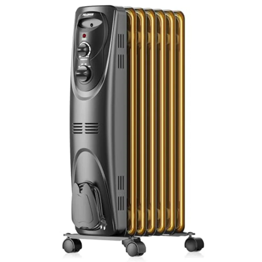 

Radiator Heater for Large Space Electric Oil Filled Radiator Dual Knobs 1500W Quiet Space Heater 3 Modes Tip-over Protection