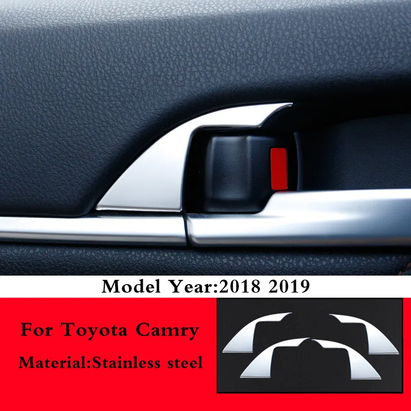 

For Toyota Camry XV70 2018 2019 2020 Car styling Stainless steel inner door bowl patch handle sequin decoration Accessories 4pcs