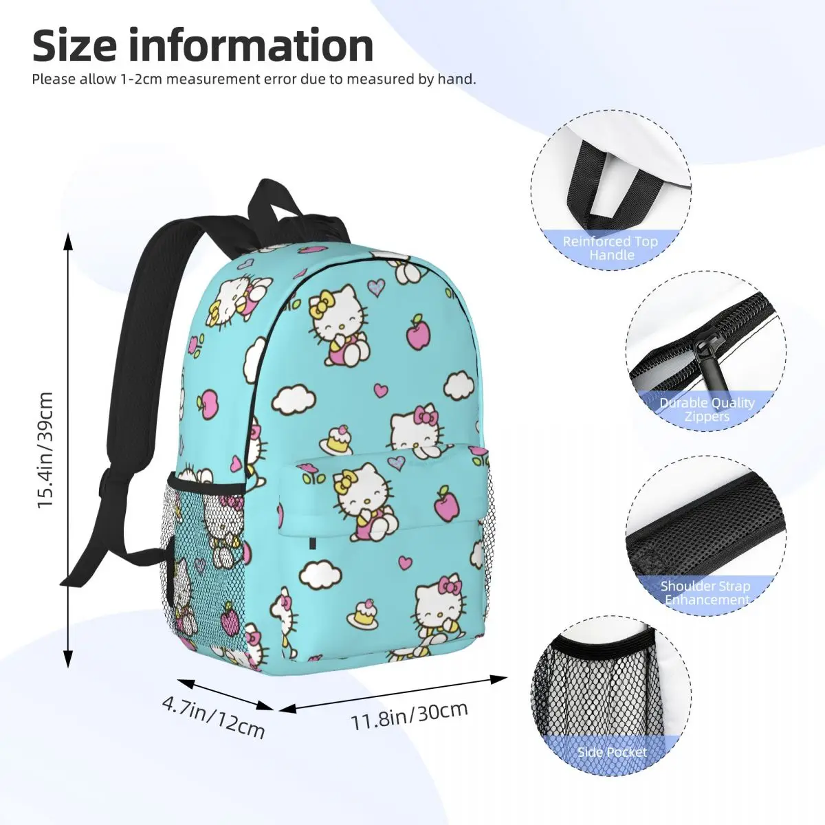 Hello Kitty Compact 15-Inch Backpack - Stylish Lightweight Bag Perfect for Students and Commuters