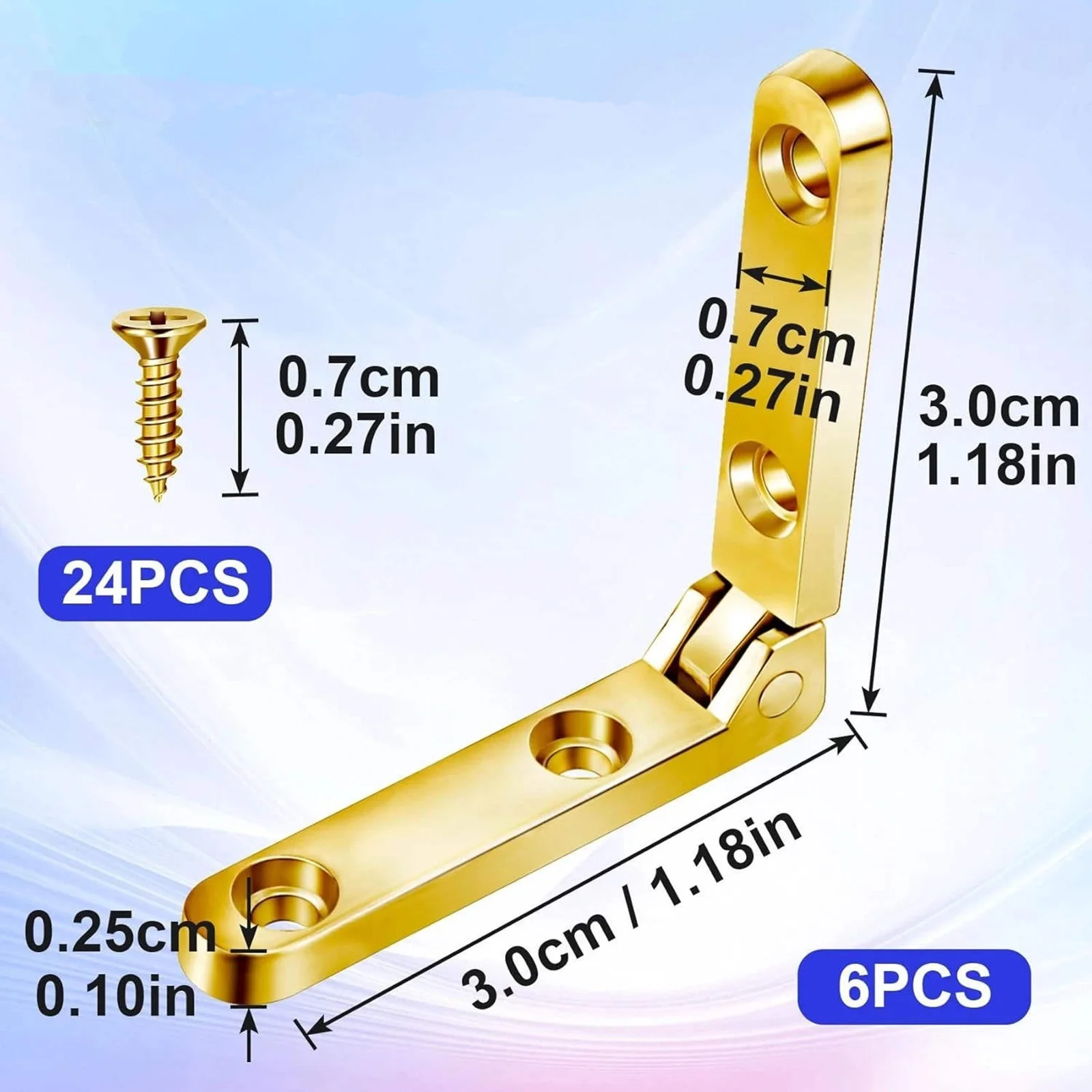 6 قطعة مفصلات سبائك الزنك لصندوق المجوهرات الخشبي سبعة أحرف مفصلات صغيرة خمسة اكسسوارات ذهبية بما في ذلك مسامير التثبيت
