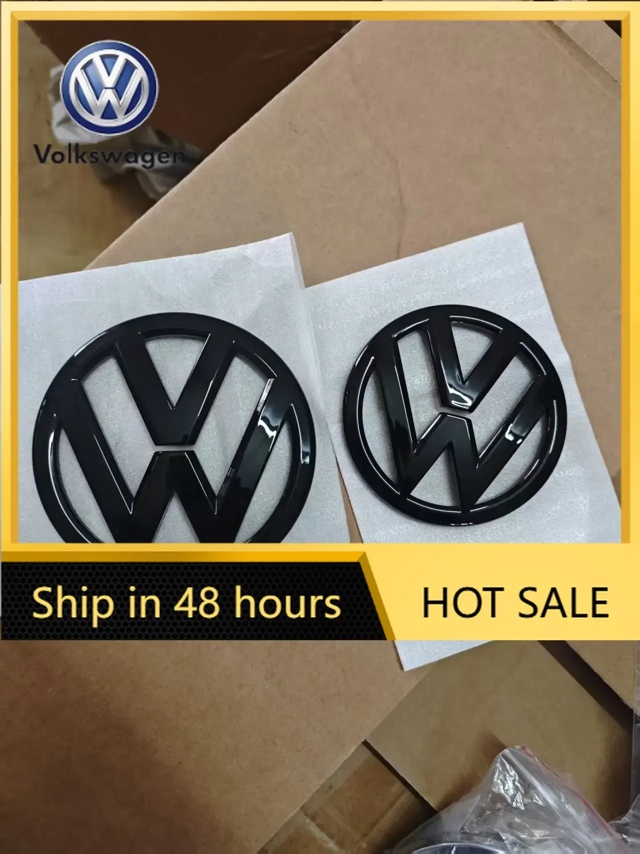 

2026 Hot For VW VOLKSWAGEN 2Pcs Replace Car Front Radiator Grille Emblem 110mm + Rear Trunk Lid Badge 90mm Car Emblem For Volksw