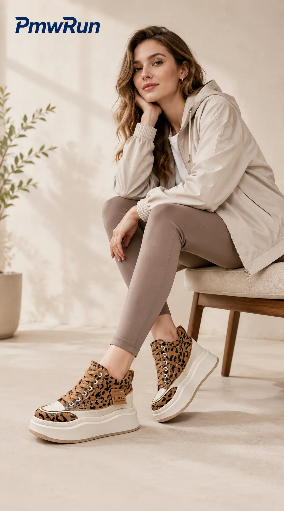 Trendige Mode-Leopardenstiefel für Damen PU-Leder Wasserdichte Herbststiefel für Frauen Höhenerhöhende Streetwear Damenstiefel – Detail 3