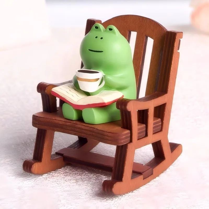 2/1 Stück Niedliche Frosch-Schaukelstuhl-Figur Japanische Heilende Mini-Harzstatue für Büro-Schreibtisch Auto Zuhause Armaturenbrett Deko-Ornament – Detail 8