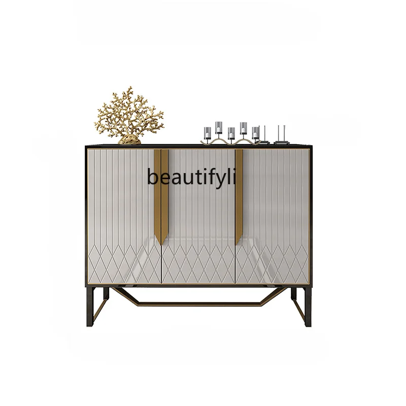 yj Affordable Luxury Style Entrance Cabinet Decorative Shoe Cabinet Solid Wood Hong Kong-Style Storage Sideboard Cabinet