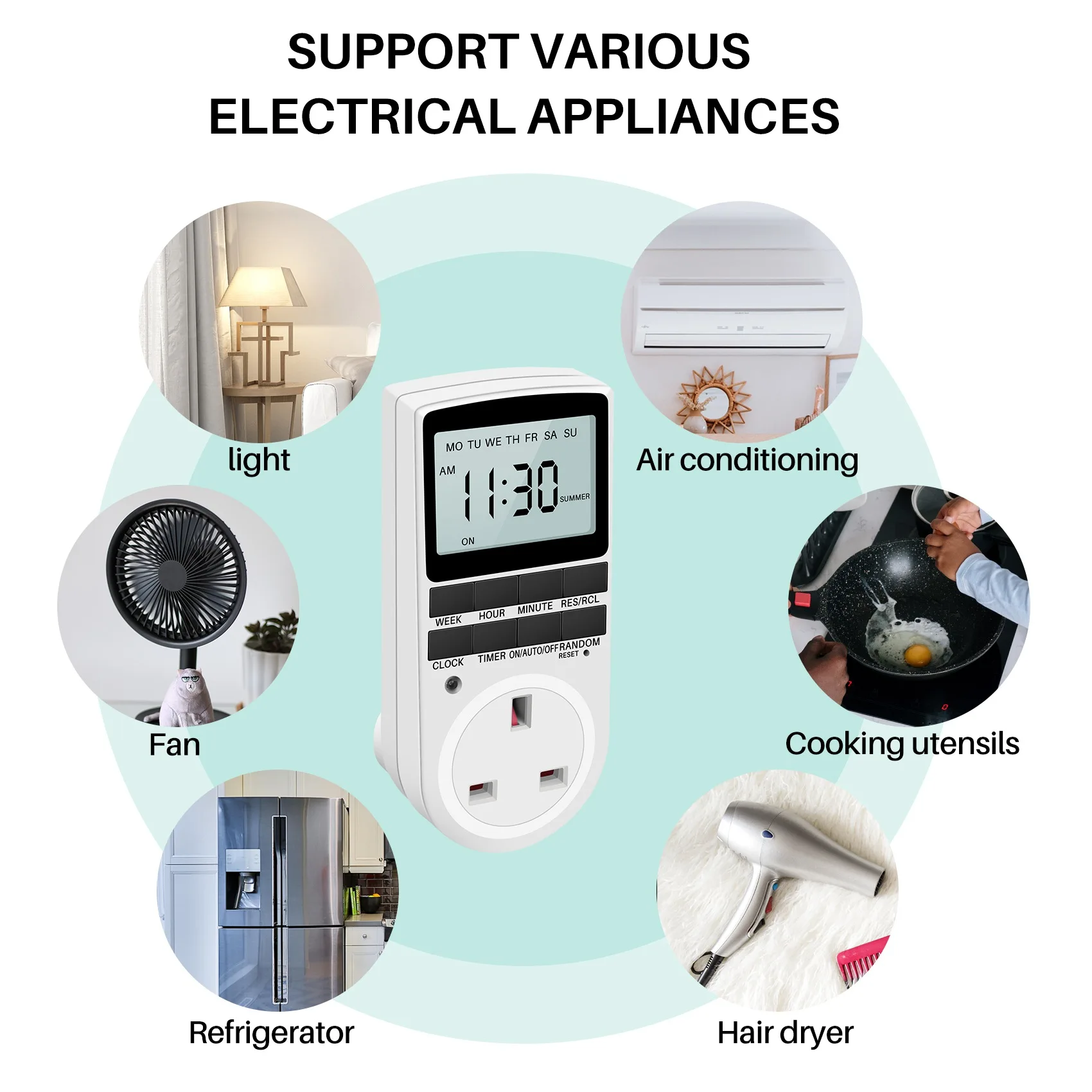 Presa per timer digitale con spina AF91-Uk, interruttore timer elettrico programmabile per luce, B e altro, con ampio display LCD