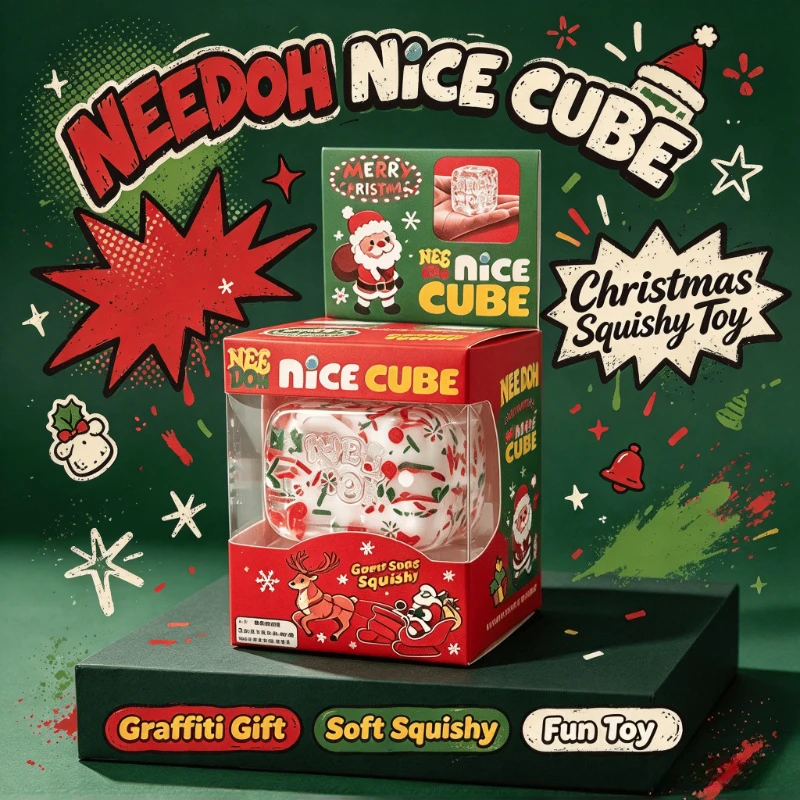 Schylling NeeDoh Square Fidget Toy Soft Squishy Squeeze Stretch Sensory Toy Stress Anxiety Relief Christmas Holiday Present