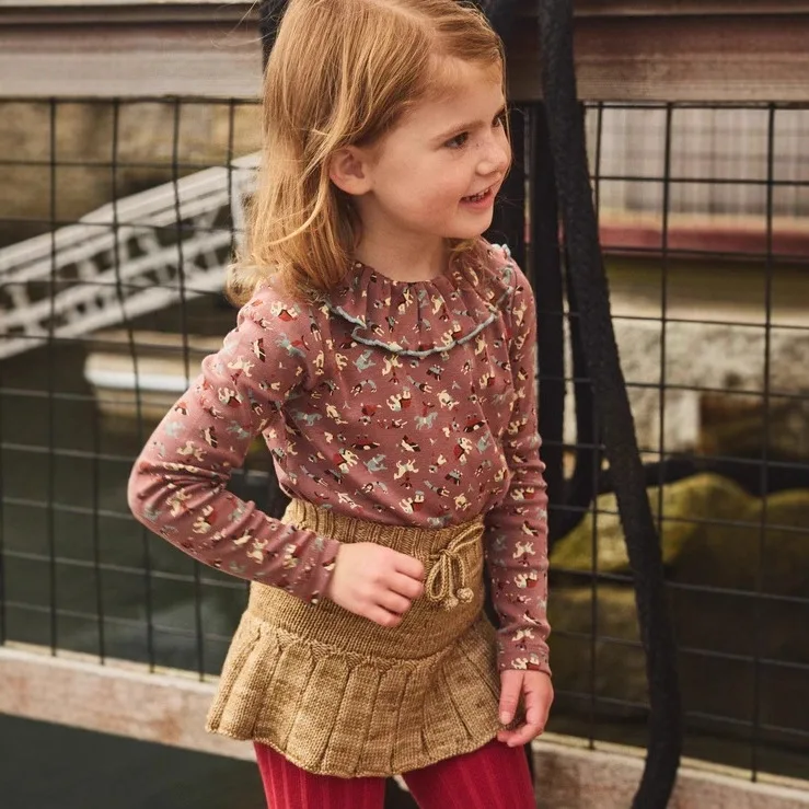 Kinder T-Shirt Herbst MP Mädchen süße gebundene langärmelige Basisschicht Home Wear und lange Hosen Set Mädchenkleidung