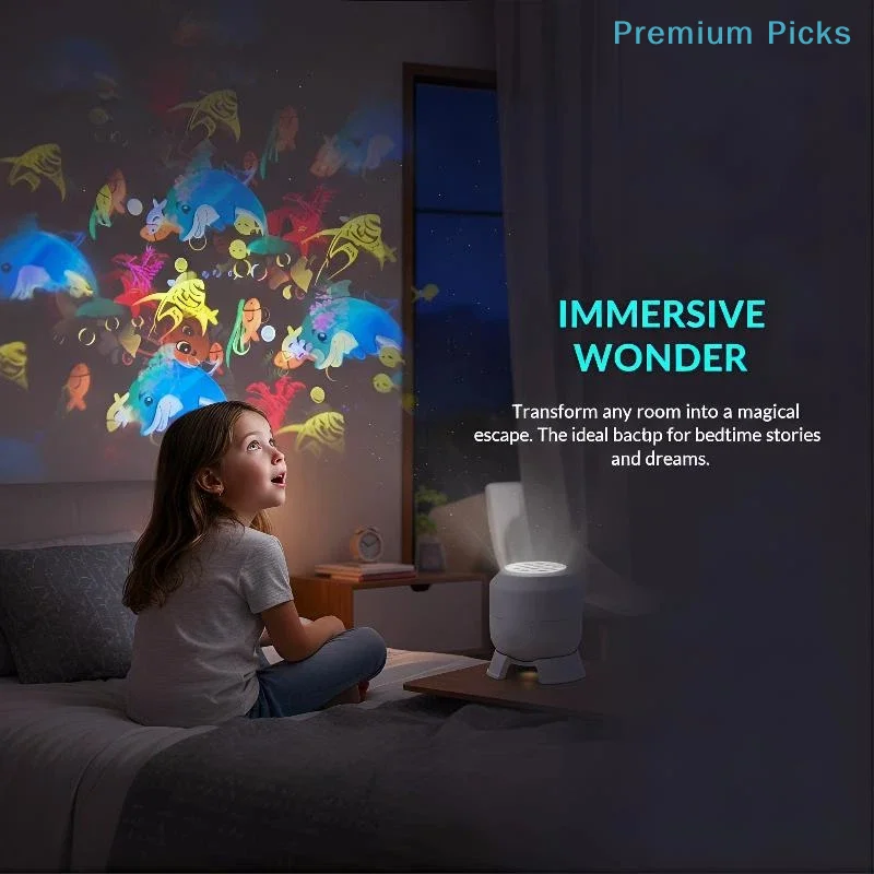 portableLED Ocean Projector Light 360 Degree Rotating Dynamic Night Lamp USB Powered For Bedroom Kids Sleep Decoration