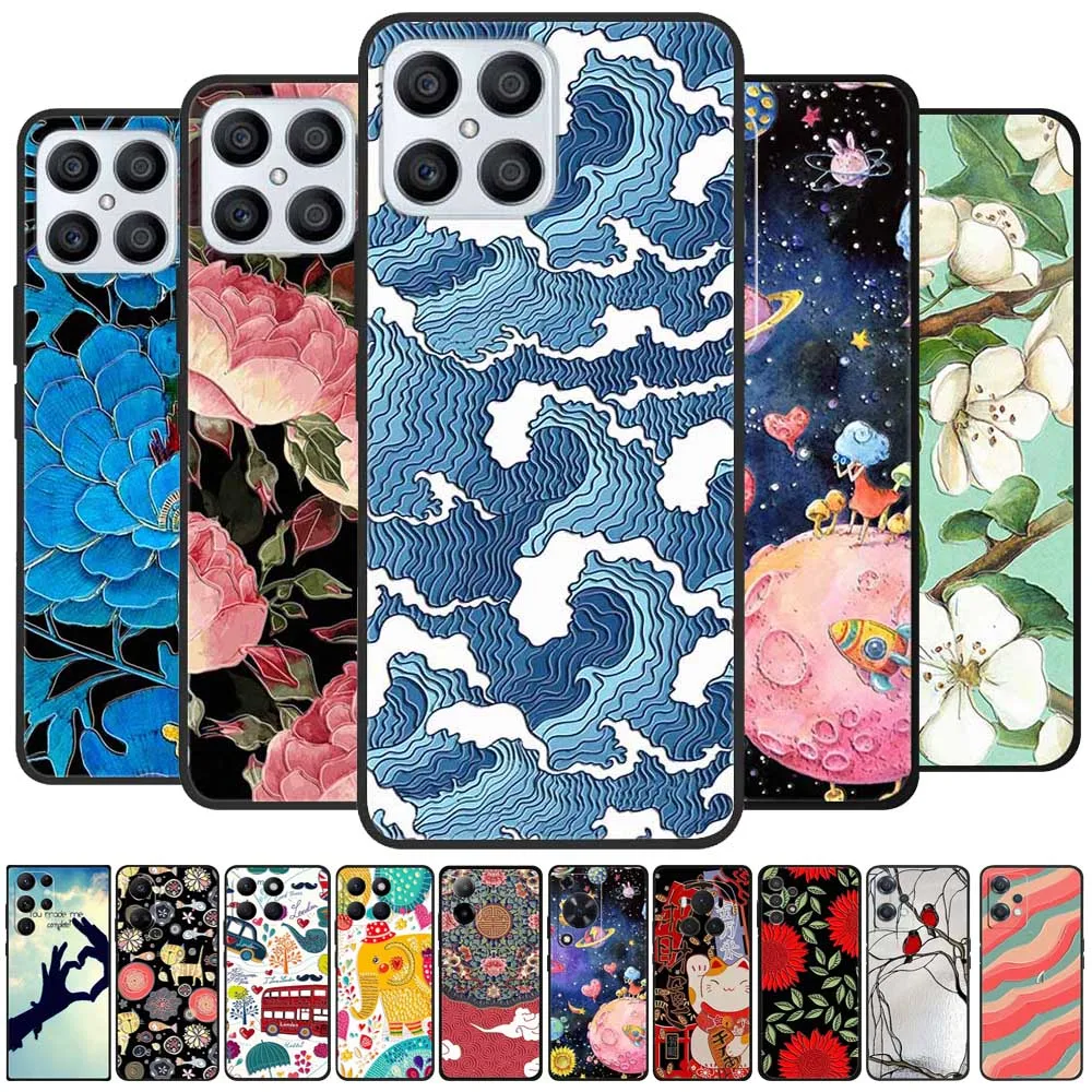 Embossed Painted Phone Cases For Honor X8 2022 Case Soft Silicone Cover HonorX8 X 8 4G TFY-LX1 TPU Protective Shell Relief Coque