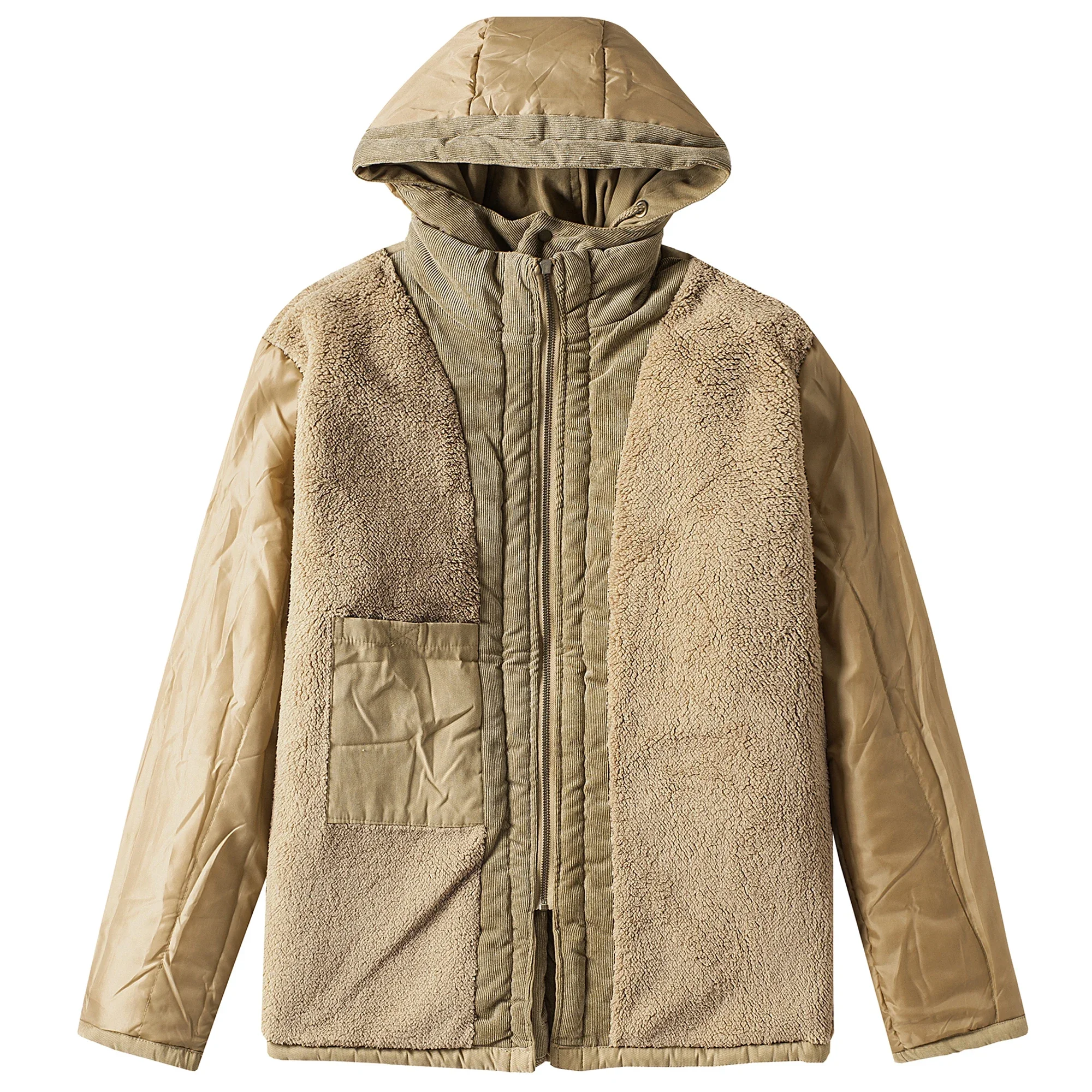 سترة بقلنسوة سترات متعددة الجيوب معطف فضفاض مناسب للرجال 2024 ملابس رياضية شتوية غير رسمية ملابس عمل بقلنسوة دافئة #3