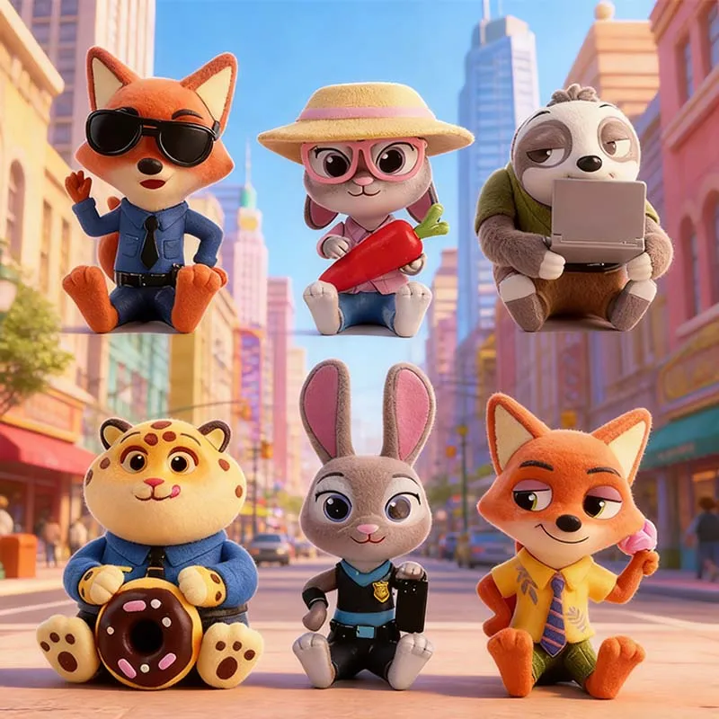 Nowa figurka Disney Zootopia w opakowaniu niespodzianki, urocze ozdoby z kreskówek, dekoracja na biurko, prezenty urodzinowe dla dzieci.