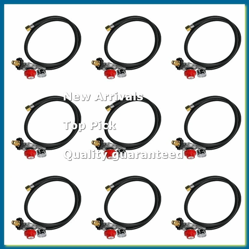 6Pack X(4 Ft High Pressure Gas Regulator, 30PSI Gauge Pol Connector for Gas Tank Heaters with Indicator