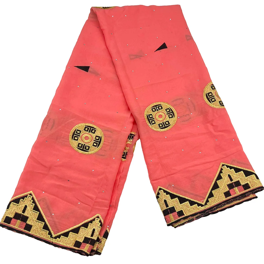 African Islamic Women Scarf 2 Yards Fashion Pashmina Turban Pray 100% Cotton Embroidered Shawl Wrap Muslim Party Hijab for Lady