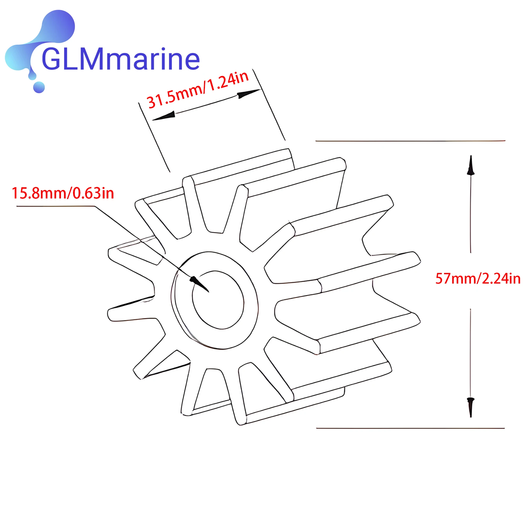 4568-0001 Water Pump Impeller 4568-0003 For Jabsco 4568-0001-P Marine Engine 4568-0001P Replace Johnson 09-801B CEF 500108