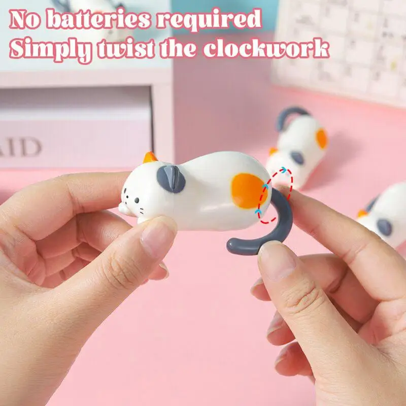 Cute Cat Figurines Clockwork Rolling ornament Desk Accessories Fine Motor cat Miniature Moving Toys for Home Desk