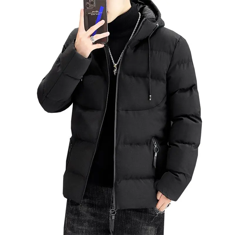 2024 Autumn and Winter New Thick Warm Hooded Cotton-Padded Jacket Men's Casual Loose Comfortable Sports Large Size Coat M-5XL