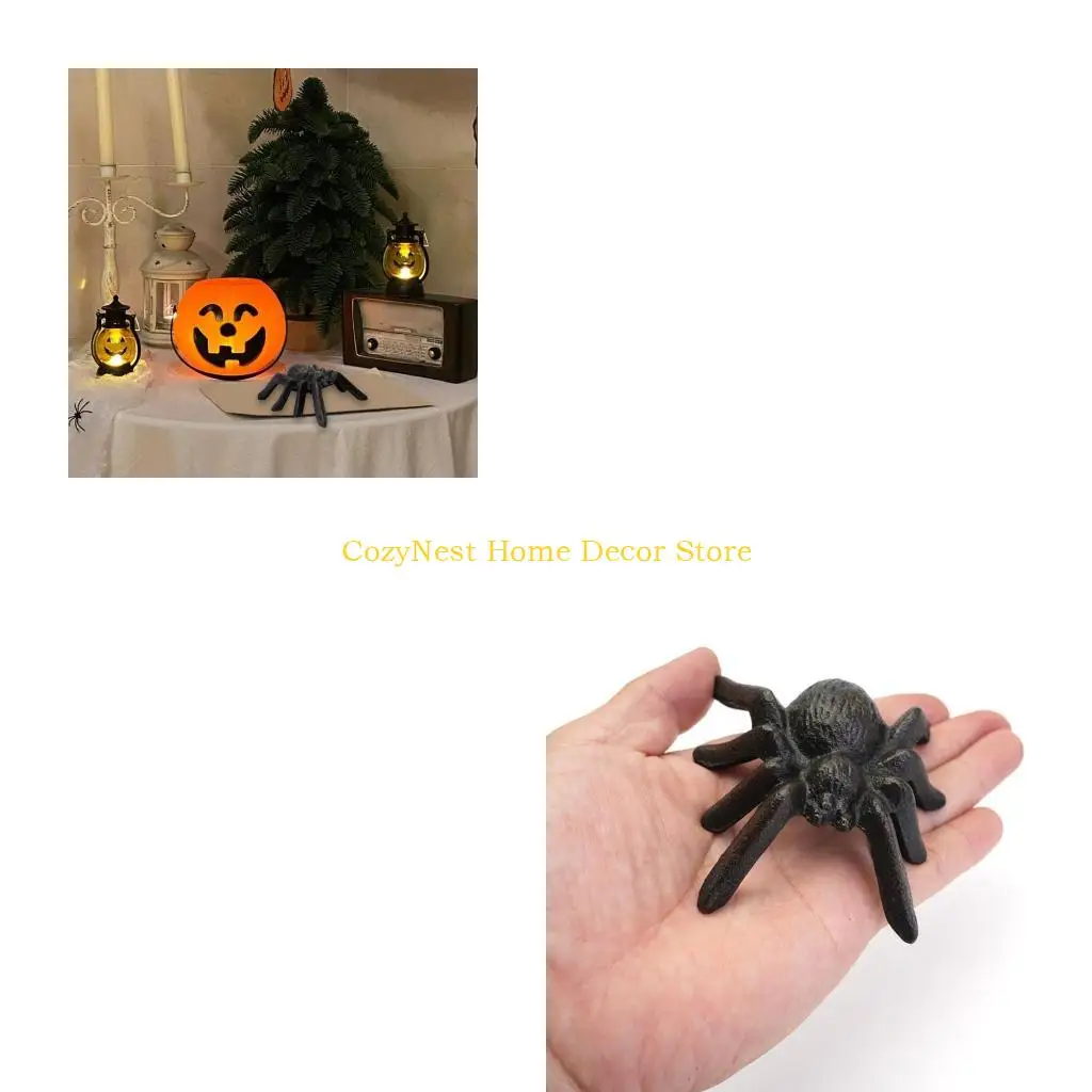 92MF Unique Metal Spiders Sculpture Cast Iron Retro Decors Handcrafted Showpiece For Horror Fan Collectors Display Ornament