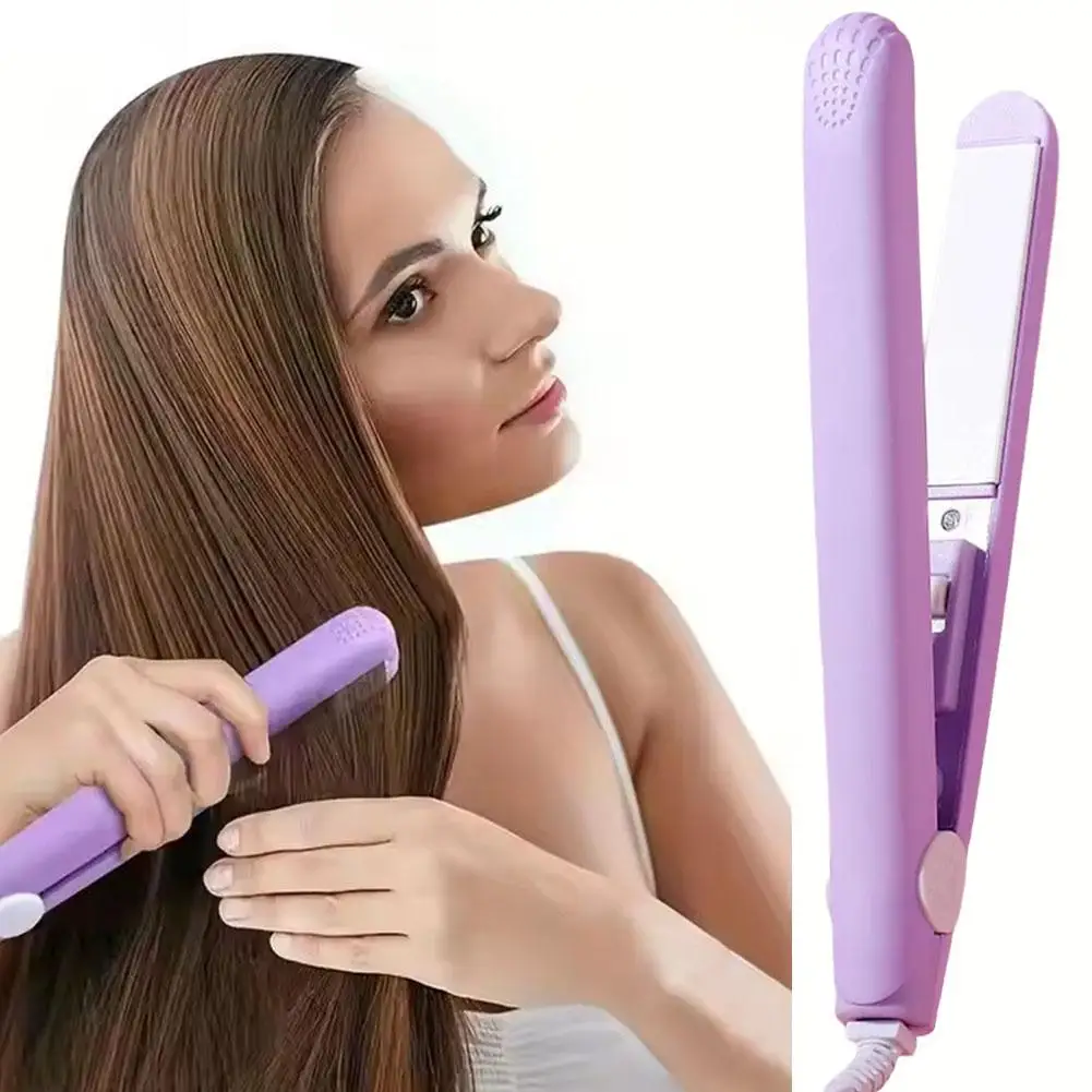Mini 2-in-1 Hair Straightener & Curler Wand - Portable Flat Iron for Fringe & Short Hair, Travel Hair Styler with Fast Heat Up