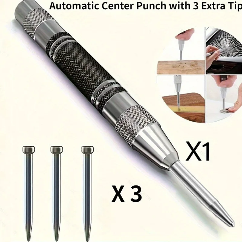 Auto Center Punch Tool Hole Marker Wood Metal Steel Spring Load Kerner Drill Locator Heavy Duty Puncher Carpentry Hand Tool