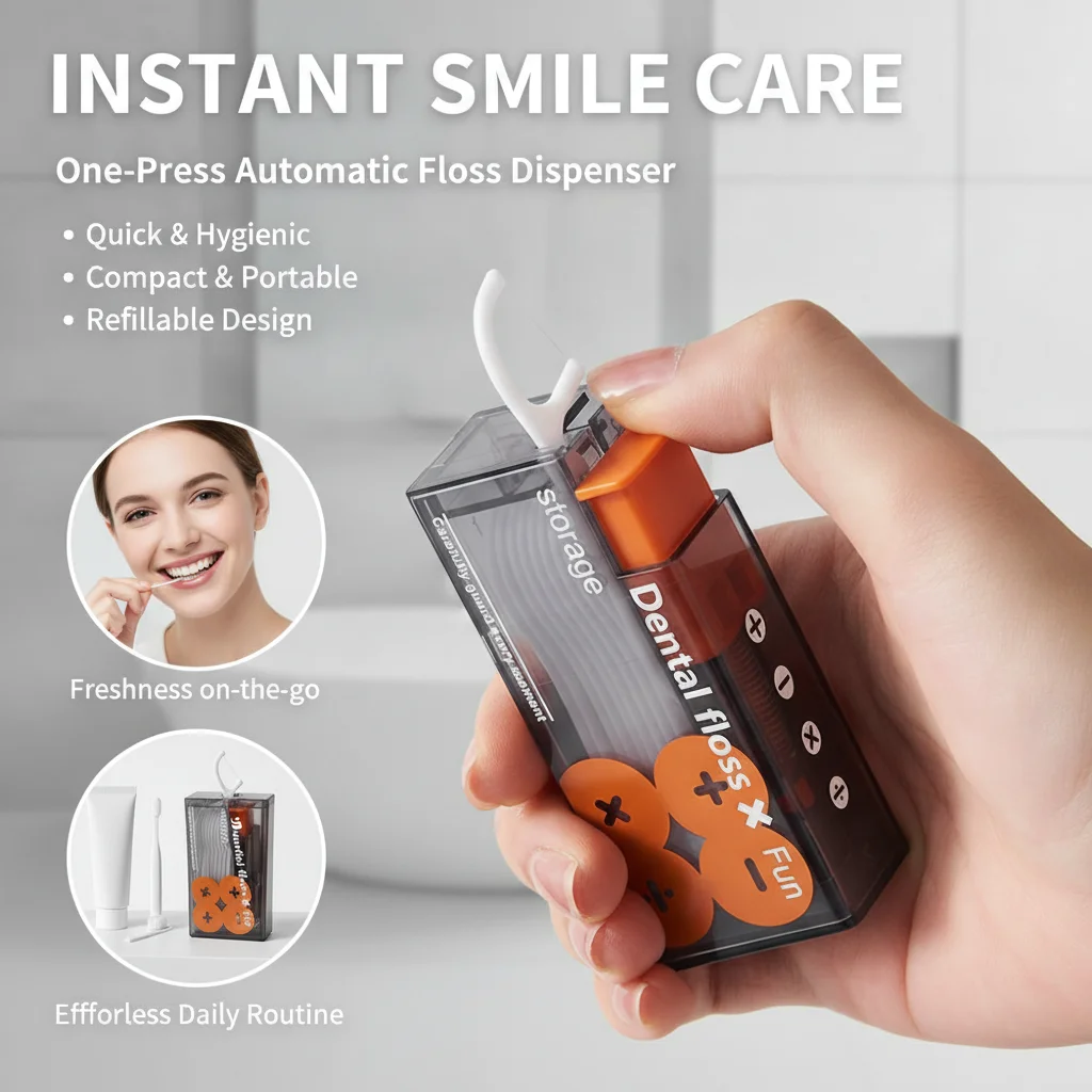 High-End Portable Dental Floss Box Automatic Pop-Up Mini Toothpick Tube Toothpick Line Dental Floss Stick Storage for Home Use