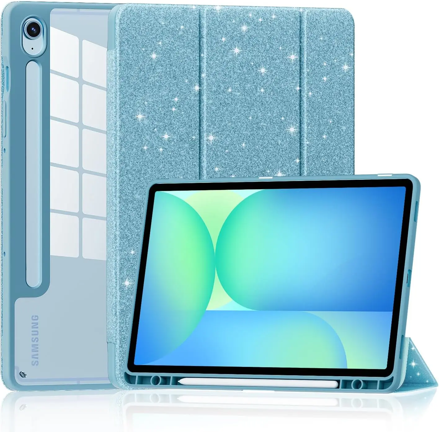 

Glitter Sparkly Clear Case for Samsung Galaxy Tab S10 Lite 10.9 inch S10 FE S9 FE S9 11 inch Case with Pencil Holder
