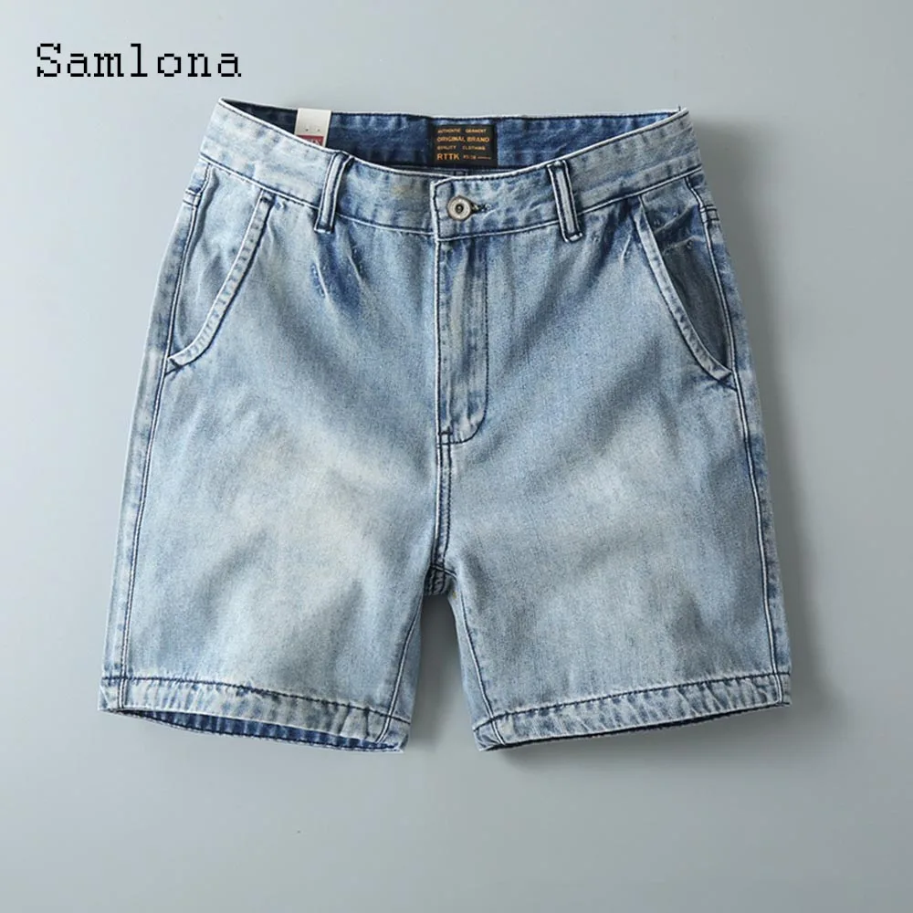 2025 Men's Stand Pockets Vintage Demin Shorts New Summer Fashion Basic Short Jeans Men Outdoor Casual Retro Demin Half Pants