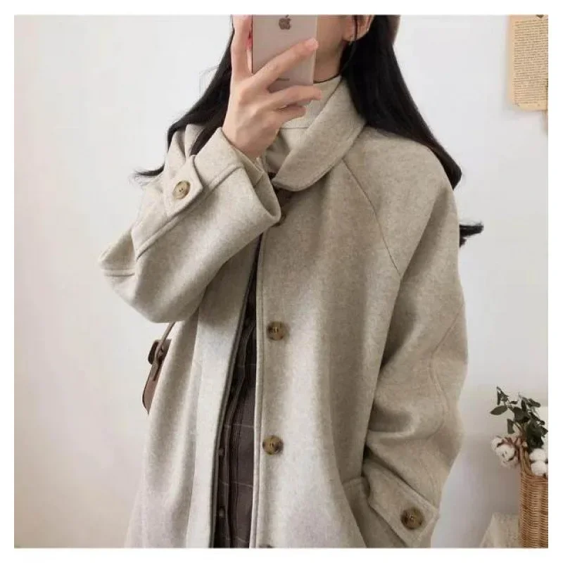 Plus Size Women's Plus Size Woolen Jacket Medium-Length 2024 Autumn/Winter New Style Korean Loose-Fit Slimming Thickened Over...