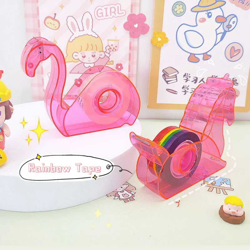 Creatieve Flamingo Tape Cutter Groothandel Student Notebook Eenhoorn Tape Machine Desktop Multifunctionele Tape Dispenser